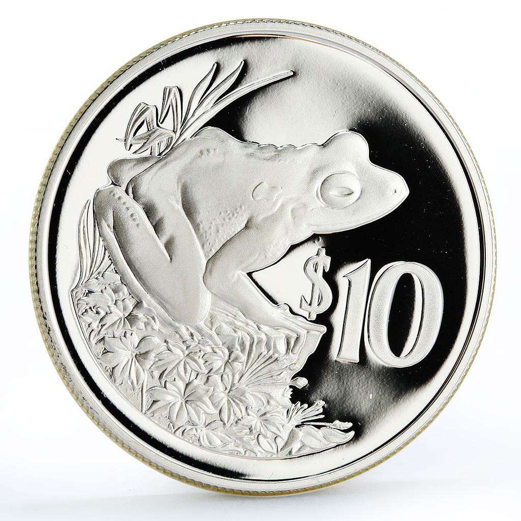 【希少】Death of the Dollar series#10 純銀 Fiji 10 dollars World Wildlife Fund Fauna Ground Frog proof silver
