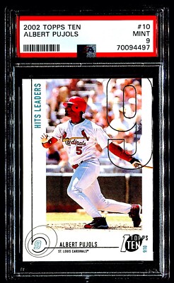 MLB Stat Line #339 Albert Pujols メジャーカード 2002 ALBERT PUJOLS PSA 9 MINT #10 TOPPS TEN (HITS LEADER