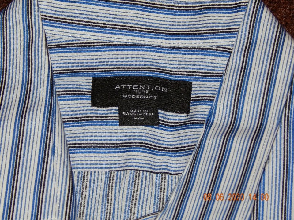 CAMISA DE VESTIR CON BOTONES MANGA LARGA CALCE MODERNO ATENCIÓN PARA HOMBRE TALLA MED AZUL A RAYAS Foto 4 de 4