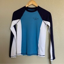 Cat  Jack Rashguard Boys Size Large Blue Shark Print Long Sleeve NWT