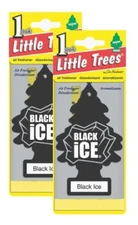 Little Trees Hanging Car and Home Air Freshener, Black Ice Scent Pack of 2
