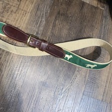 Preston Green Belt Lab Dog Cotton Leather Tab Made in New England USA 32