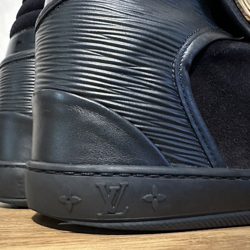 LOUIS VUITTON Black Postmark Epi Leather High Top Sneakers 39 Suede Wedge - Picture 12 of 23
