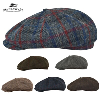SHELBY Harris Tweed Schiebermütze Wolle Vintage Baker Boy Handmade Sterkowski