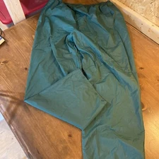 Columbia Mens Rain Over Pants L PVC Nylon Waterproof Green Snap Ankle Hike Camp