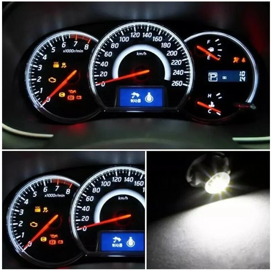 10x White T3 Neo Wedge 1-SMD LED Cluster Instrument Dash A/C Climate Light Bulbs - Image 3 of 4