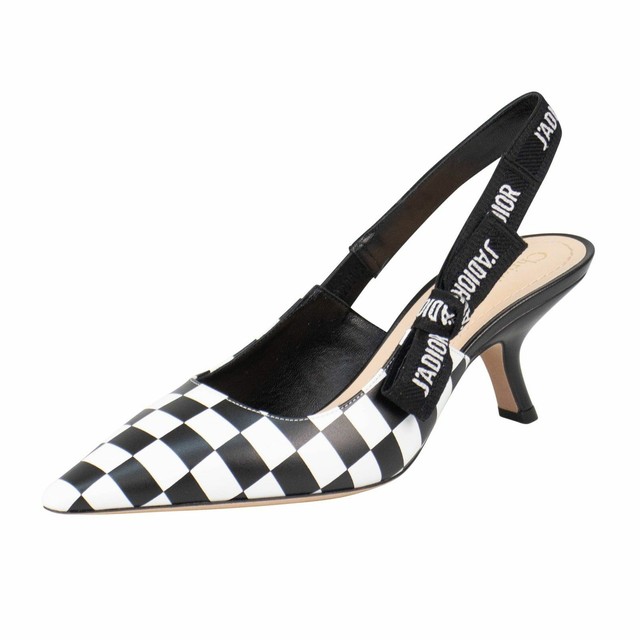 black and white slingback pumps