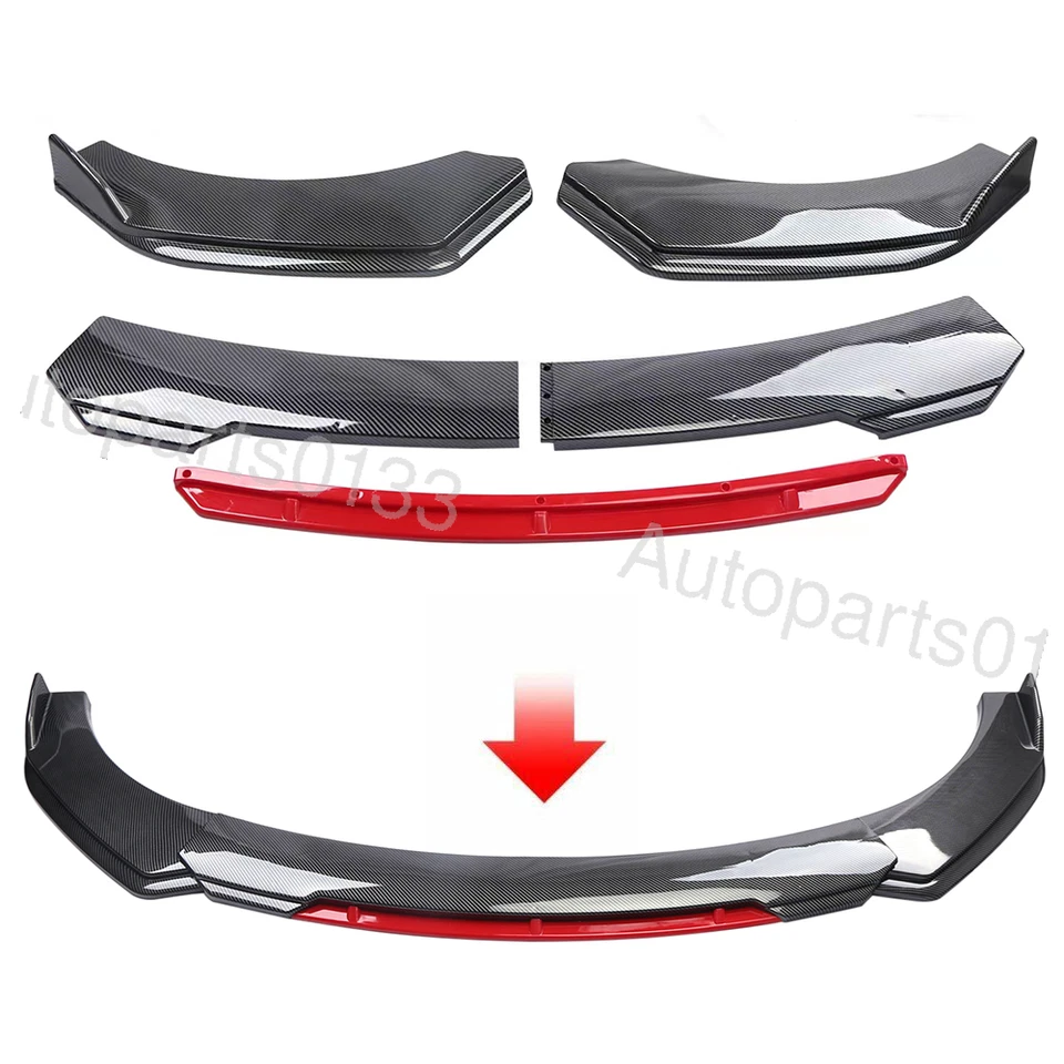Front Bumper Spoiler Splitter for Chevrolet Colorado Carbon&Red Style Foto 2 de 4