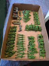 Vtg Timmee Army Men plastic toy lot almost 100 men plus vehicles