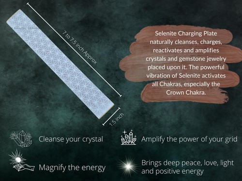 Selenite Charging Plate for Crystals - Flower of Life Stick - Picture 2 of 4