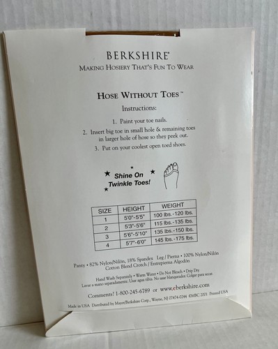 Berkshire Hose Without Toes Ultra Sheer Pantyhose Control Top Sz 2 Natural Tan - Picture 18 of 20