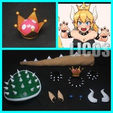 Super Mario Bros Bowsette Cosplay Costume Prop Crown Earring Horns Headwear Tail