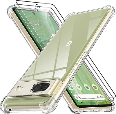 For Google Pixel 7 Case Clear Shockproof Cover & Glass Screen Protector