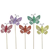 FrüHlingsdeko Holz Blumenstecker - Bunte Schmetterlinge 10Er Set, Deko FüR