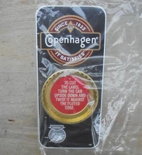 Copenhagen snuff tobacco can lid cutter sign/opener for wall or counter NEW/PKG