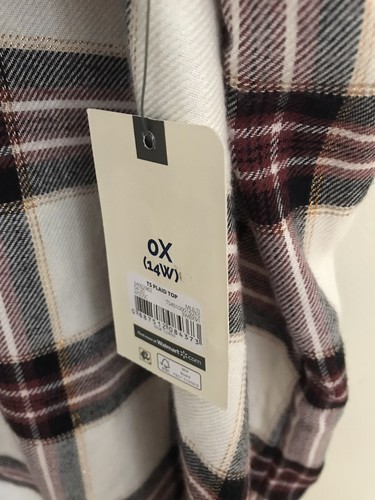Terra & Sky - Button Front Blouse - 0X(14W) - Purple / White Plaid NWT - Picture 6 of 9