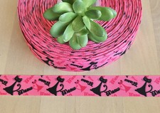 7/8" 1 YD Black Cat Grosgrain Ribbon Meow Feline Pink Kitty Cat