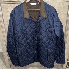 Peter Millar Crown Suffolk Coat Mens XL Blue Windproof Diamond Quilted READ DESC