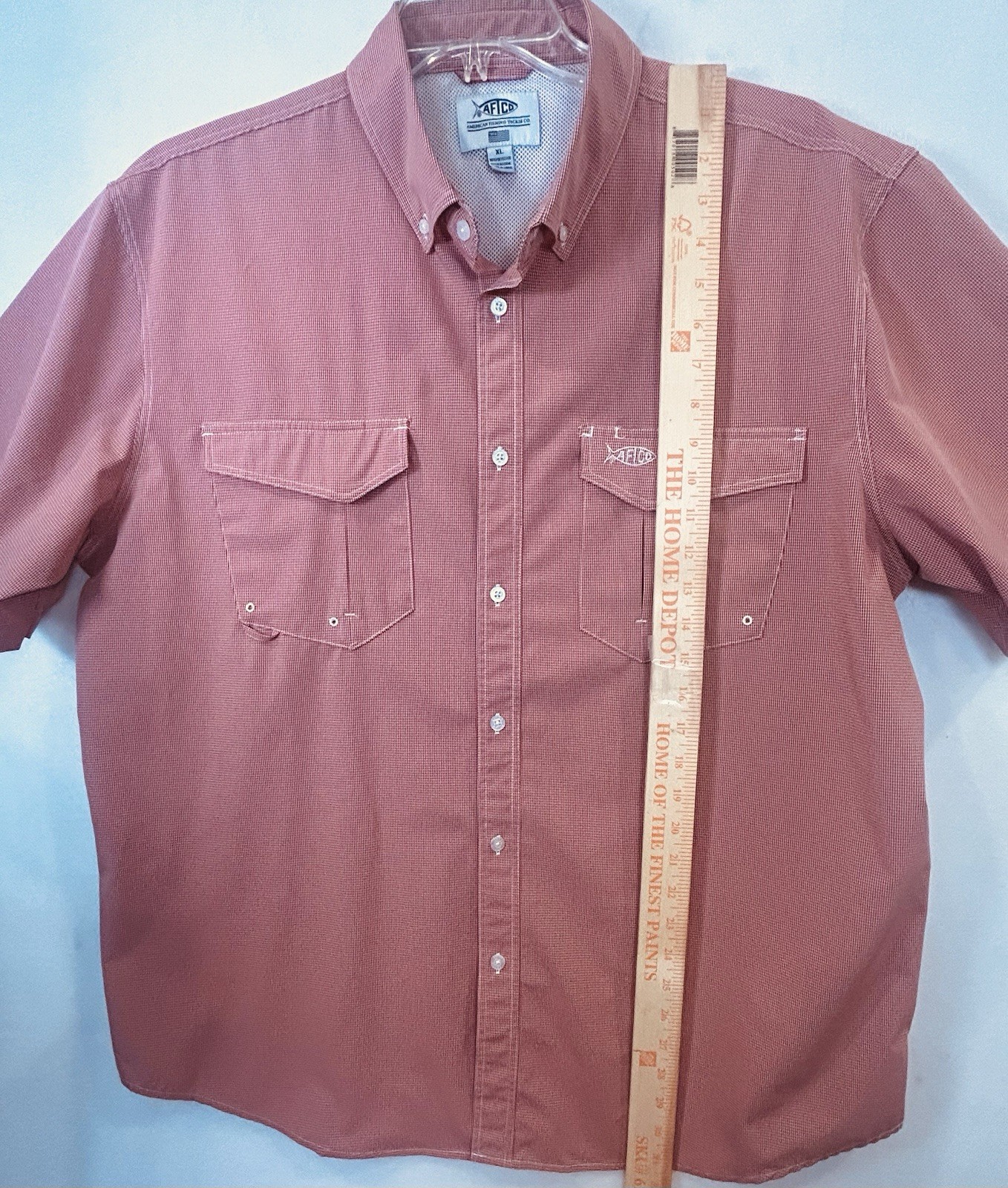 AFTCO Performance Red Checked Button Up Shirt AFT… - image 5