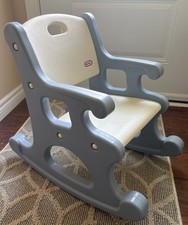 Vtg Child Size Little Tikes Country Blue White Rocking Chair Heavy Duty Plastic