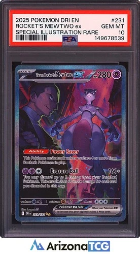 Pokemon 2025 Team Rocket's Mewtwo ex 231/182 SIR Destined Rivals GEM MINT PSA 10