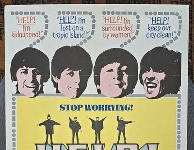 ORIGINAL 1965 BEATLES HELP! MOVIE POSTER 27x41 ONE SHEET COMPLETE