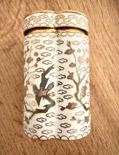 Original Cloisonn&eacute;-Emaille-Dose mit Kirschbl&uuml;tenmotiv
