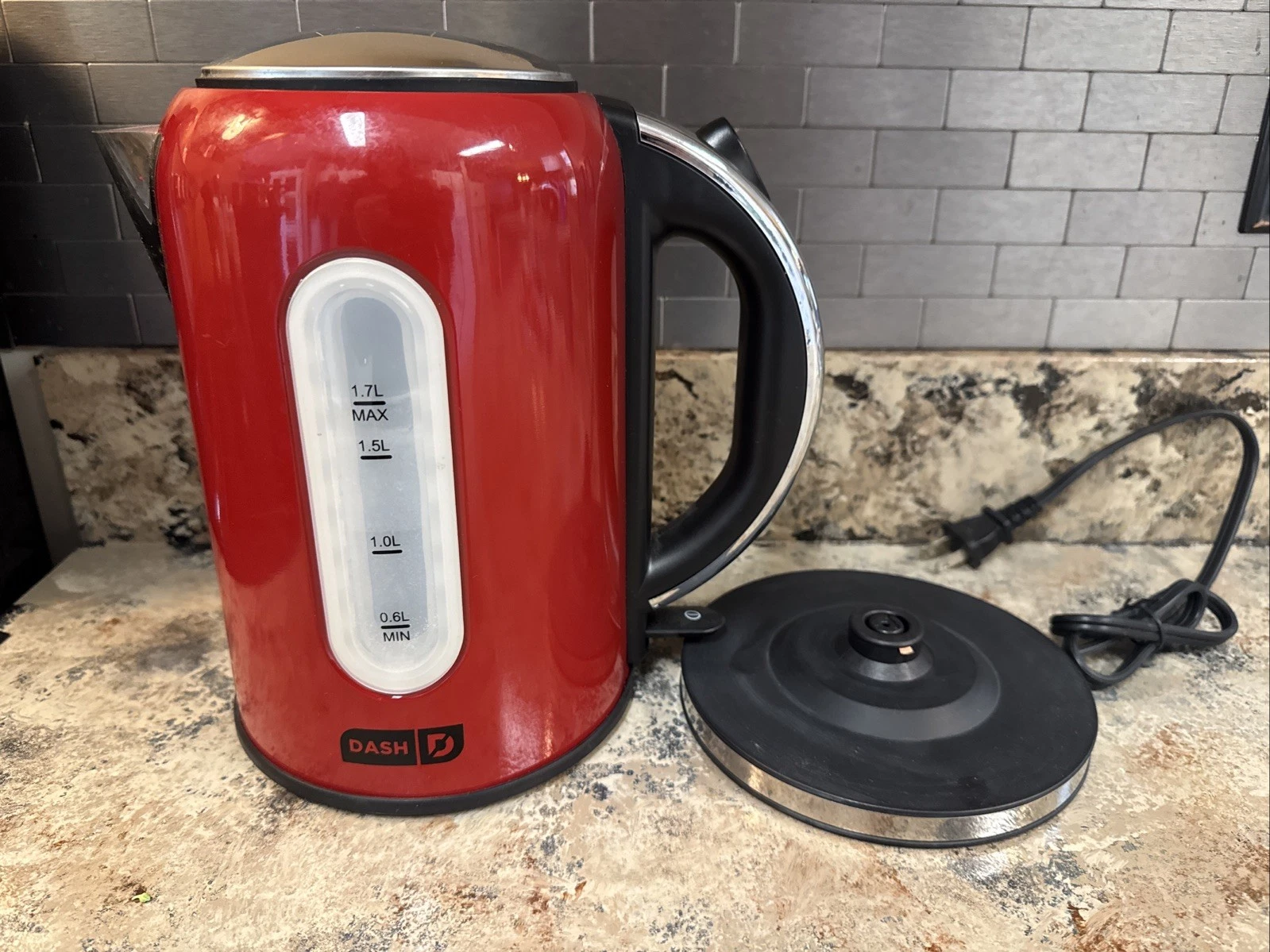 Dash DEK001RD Red Electric Kettle And Base Used Once