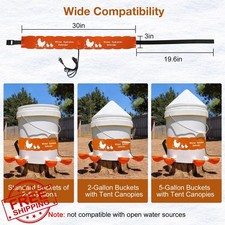 Thermostat Chicken Waterer Heater 2-5 Gal Bucket Heated Strap