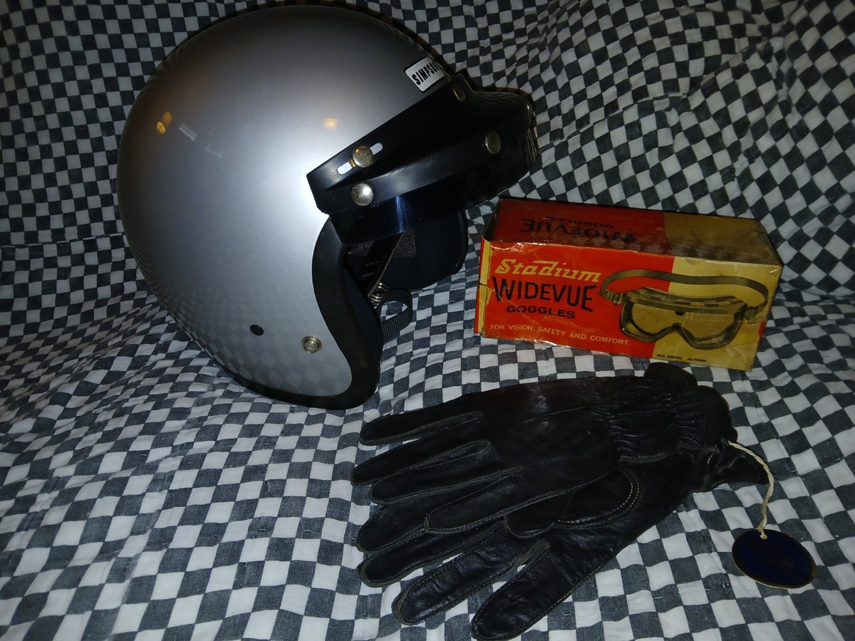 Vintage Simpson racing helmet 7-3/8 5 snap Snell 75 Stadium
