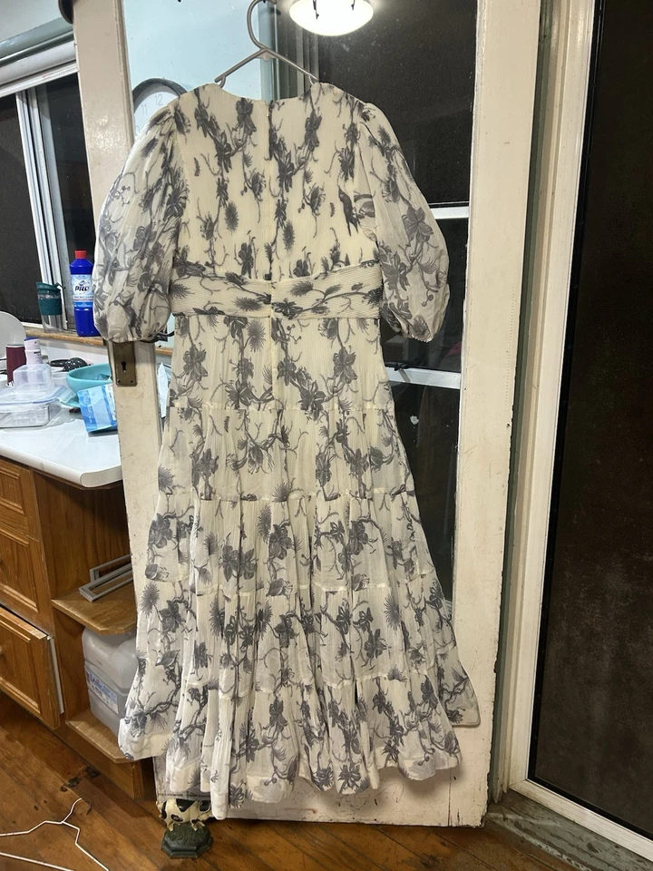 Vestido Zimmermann Luminosity Midi Mezcla Seda Floral Plisado Talla 4 Foto 4 de 4