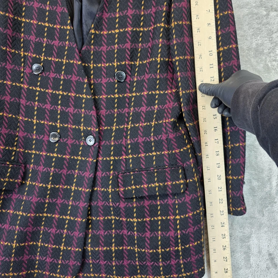 ВИНТАЖНЫЙ Jones New York Blazer куртка женщин 12 черный клетку шерсти сделано в США 90-х - Изображение 3 из 4