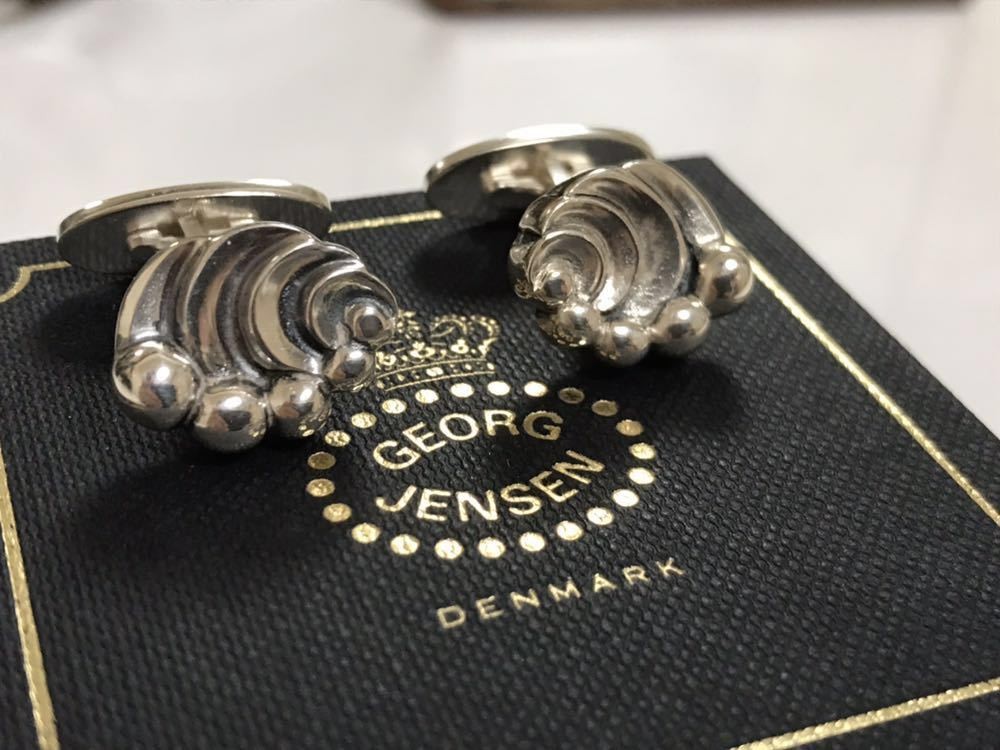 Georg Jensen Wave Pattern Cufflinks Sterling Silv… - image 1