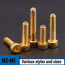 Metric M2 M2.5 M3 M4 M5 Head Socket Screws Allen Key Bolts Titanium Plating Gold