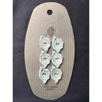 Ceramic Form Studios Hand Made Bohemia Leaf Buttons Lot of 6