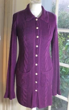 ODD MOLLY Soft Cable Knit Mulberry Cardigan - Pockets ~Organic Cotton - 0  UK6/8