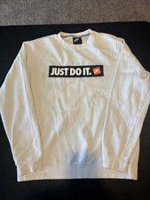 NIKE Womens Just Do It Graphic White Sweatshirt Jumper Size Medium,