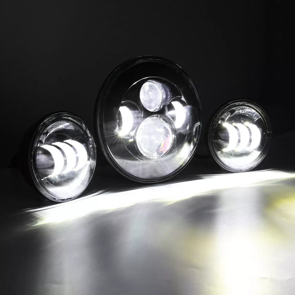 Faro LED 7" + Luces de paso de 4,5" + Soportes para motocicleta Harley Davidson Foto 3 de 4