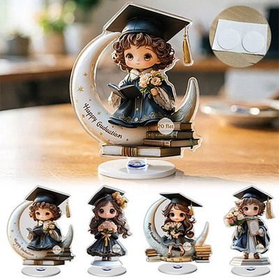 2026 Graduation Girl Acrylic Decor  Moon Book Grad Gift for Students & Friends