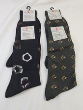 4 Pair Vintage Mike Brand Gentleman Business Dress Socks Patterned Design