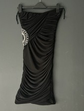 WEST ONE Body con Party Dress  Size 8 Black Strapless Ruffle Diamanté Detail