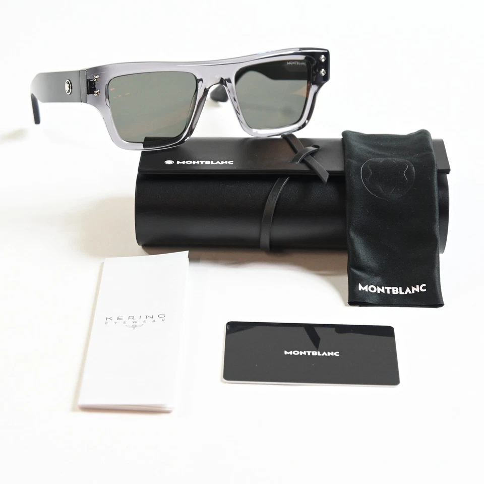 Montblanc MB0253S 003 Hombres Auténticas Gafas de Sol Gris/Marrón, 52 mm - Nuevas - Imagen 2 de 4