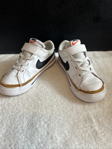 Nike Boys Court Legacy DA5382-102 White Black Brown Sneaker Shoes Size 10C