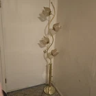 VTG Hollywood Regency Anthony Glass Brass Pink Tulip Lotus Flower Floor Lamp 74"