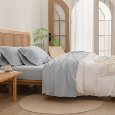 Sheet Set 100 Washed Cotton Linen Feel Super Soft Comfortable Chic Lightweight