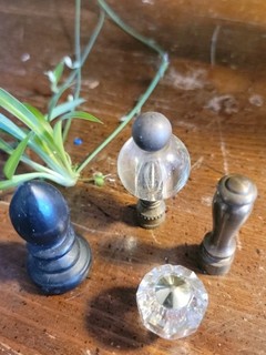 Vintage LAMP FINIALS GLASS METAL
