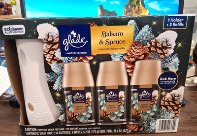 BALSAM & SPRUCE GLADE AUTOMATIC SCENTED SPRAY, 3-6.2 oz REFILLS 1-SPRAY UNIT
