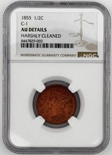 1855 Half Cent C-1 AU Details - Cleaned - NGC