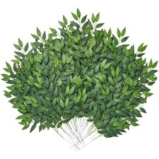 30Pcs Italian Ruscus Greenery Stems Artificial Greenery Leaves, 21.6'' Fake P...