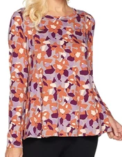 NEW 1X LOGO by Lori Goldstein Printed Top with Side Seam Pockets